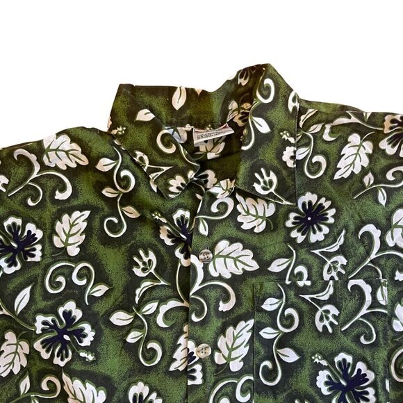 Sunset Highway Size Large 100% Cotton Green Floral Short Sleeve Hawaiian… - Picture 2 of 7